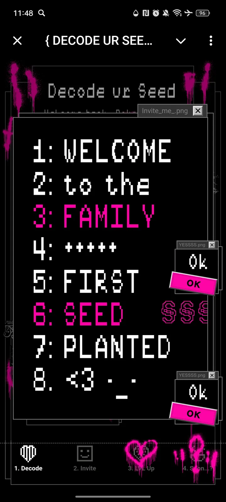 { DECODE UR SEED } — Screenshot 2