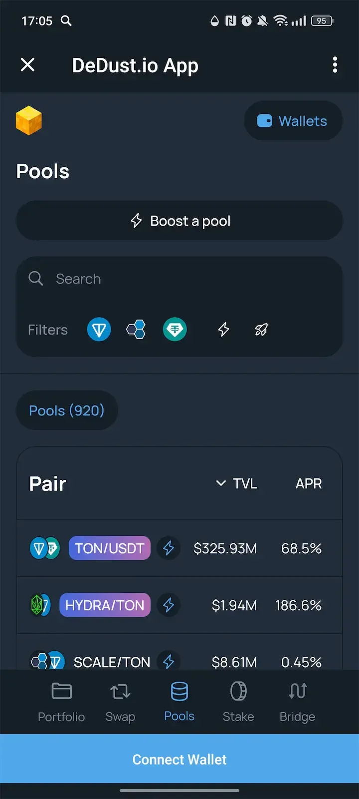 DeDust.io App — Screenshot 2