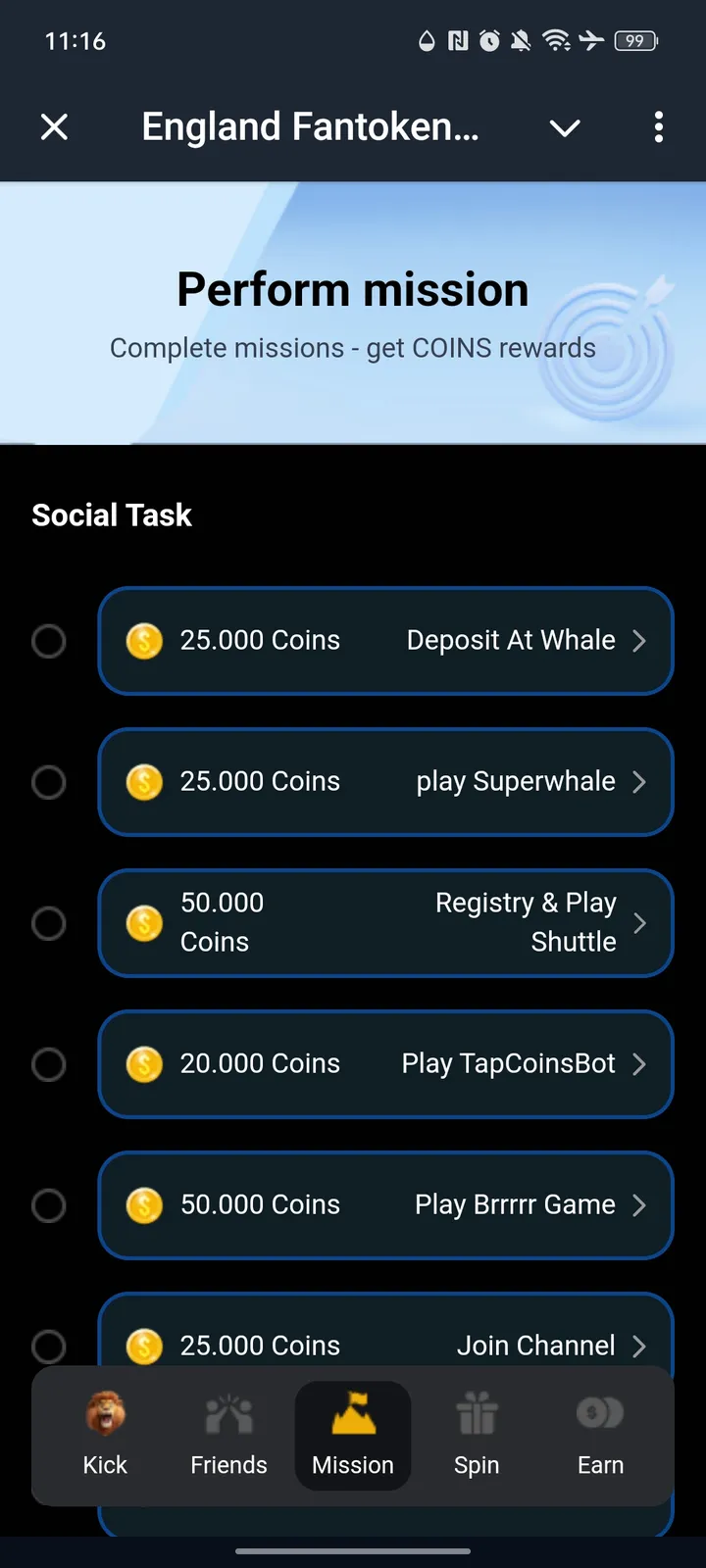 England Fantoken Tab bot — Screenshot 3
