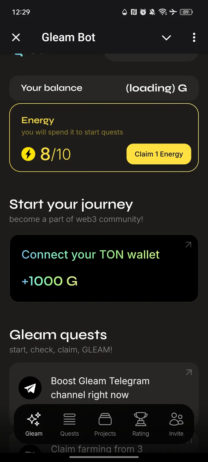 Gleam Bot — Screenshot 1