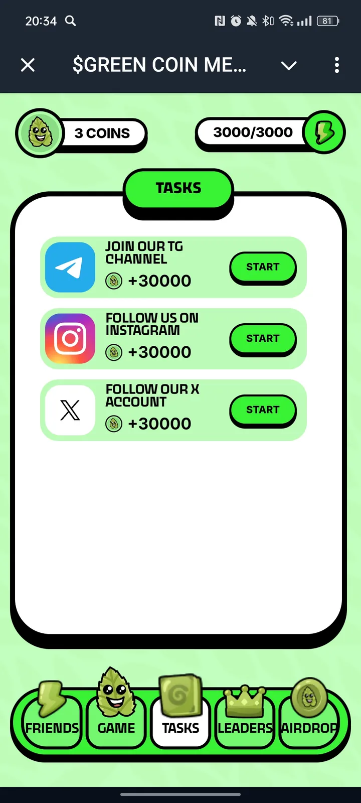 $GREEN COIN MEME | SOL — Screenshot 2