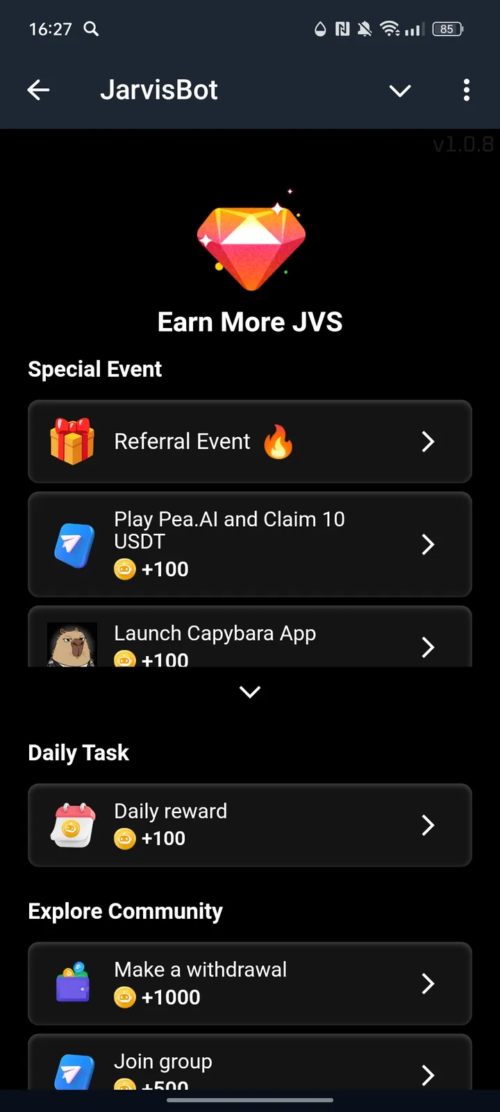 JarvisBot — Screenshot 2