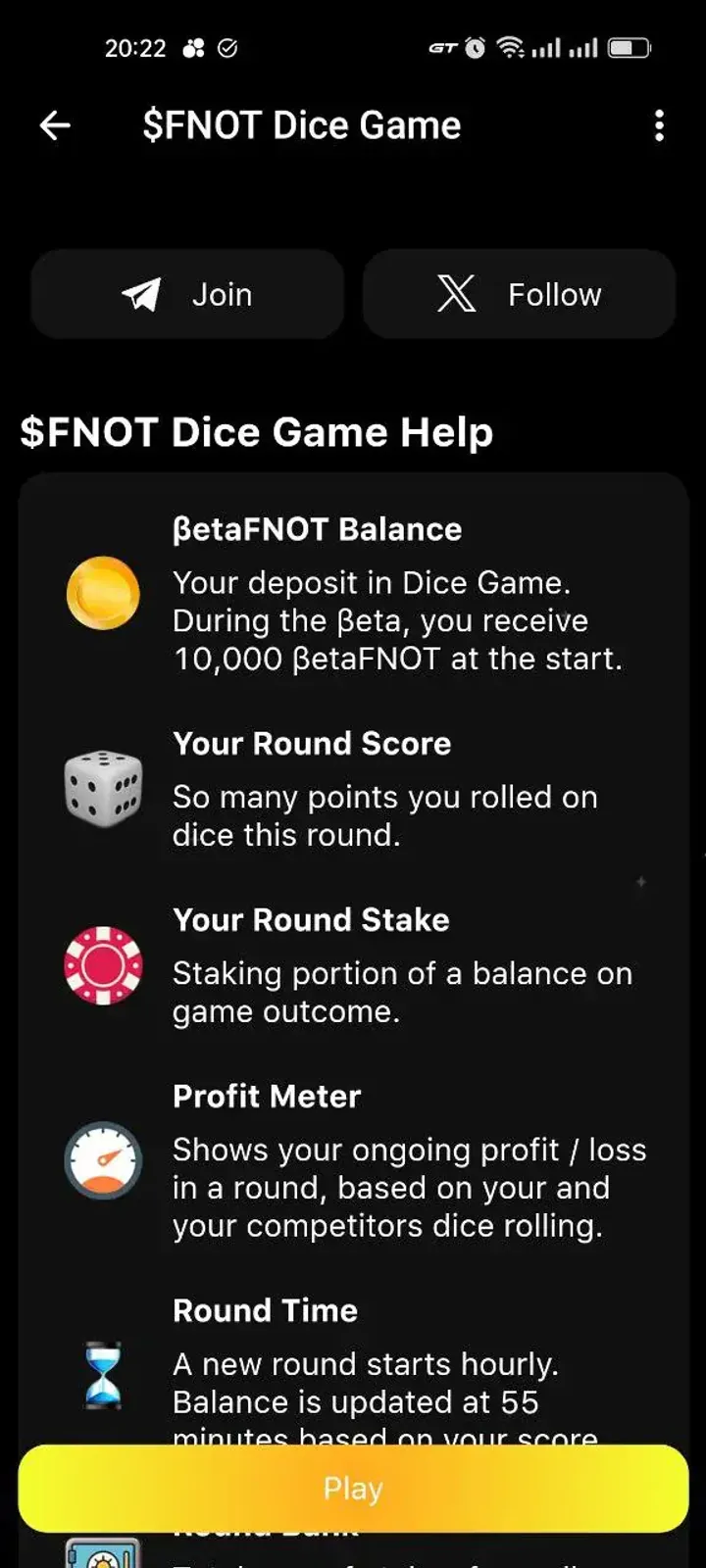 $FNOT Dice Game — Screenshot 1