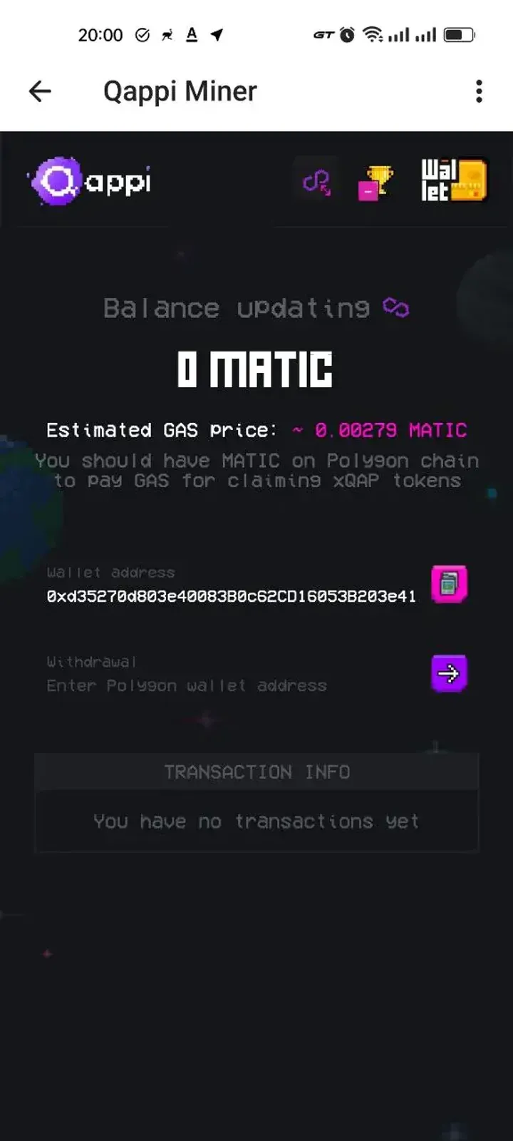 Qappi Miner — Screenshot 2