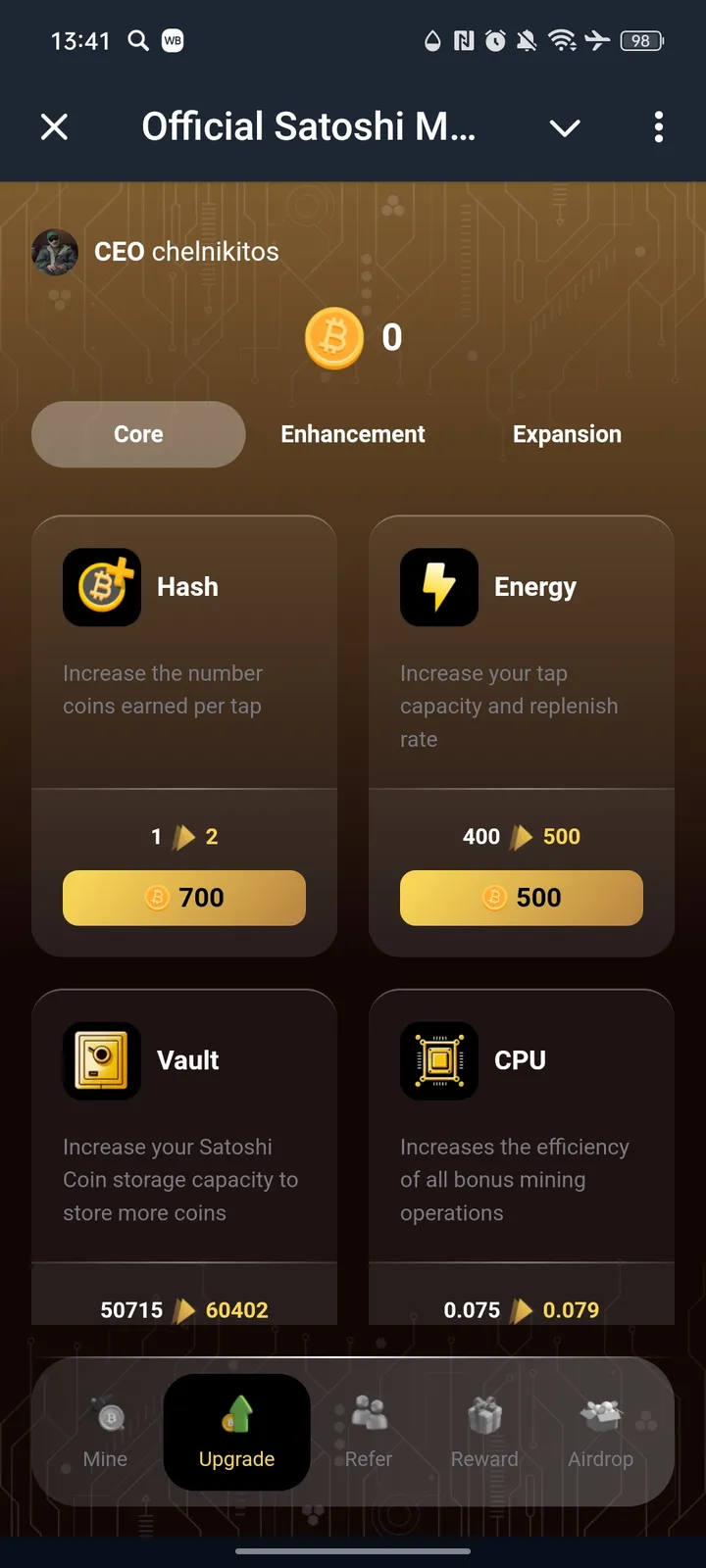 Official Satoshi Miner — Screenshot 2
