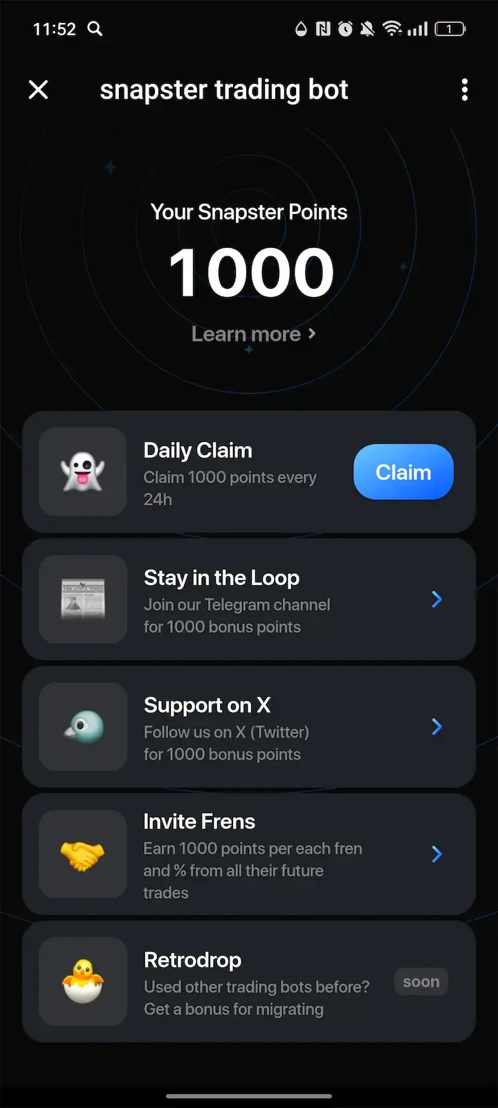 snapster trading bot — Screenshot 2