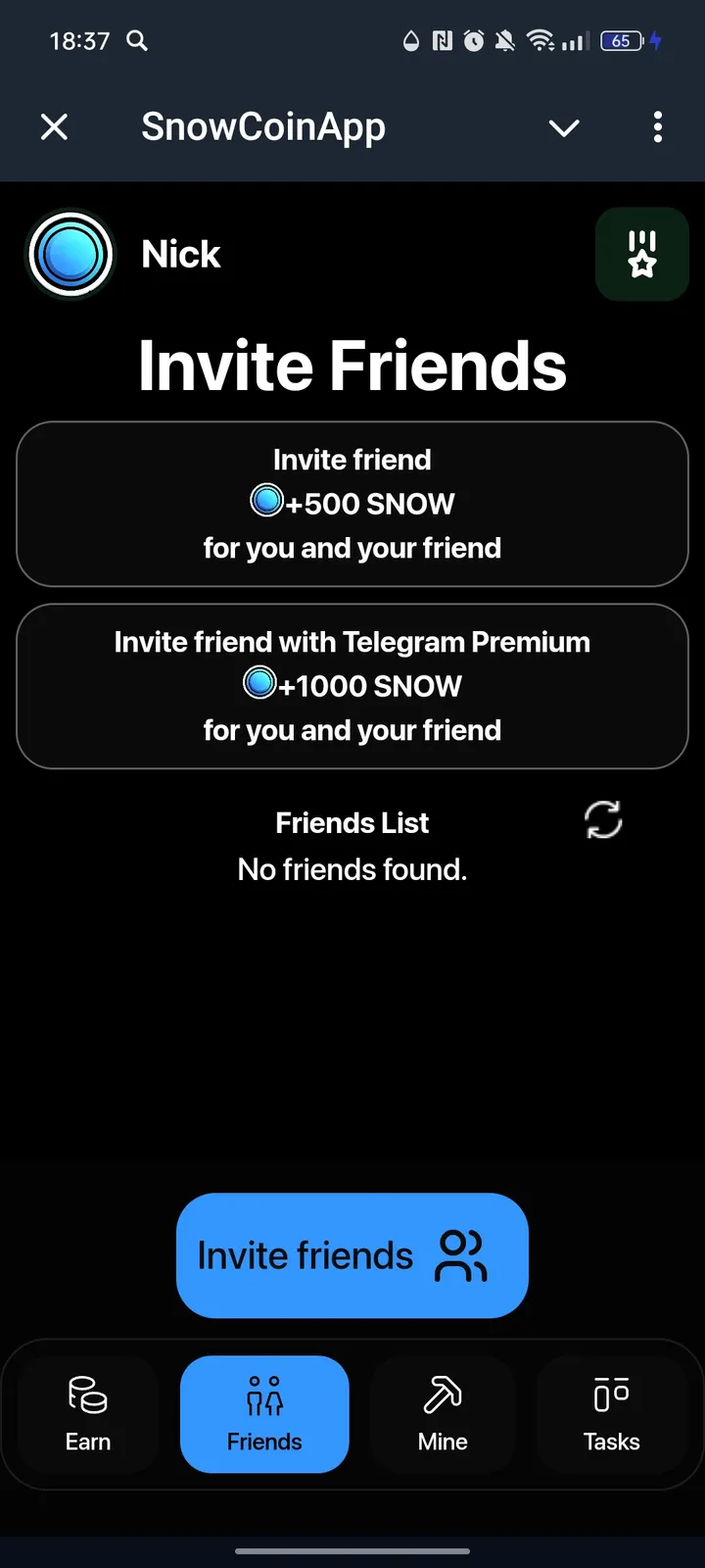 SnowCoinApp — Screenshot 2