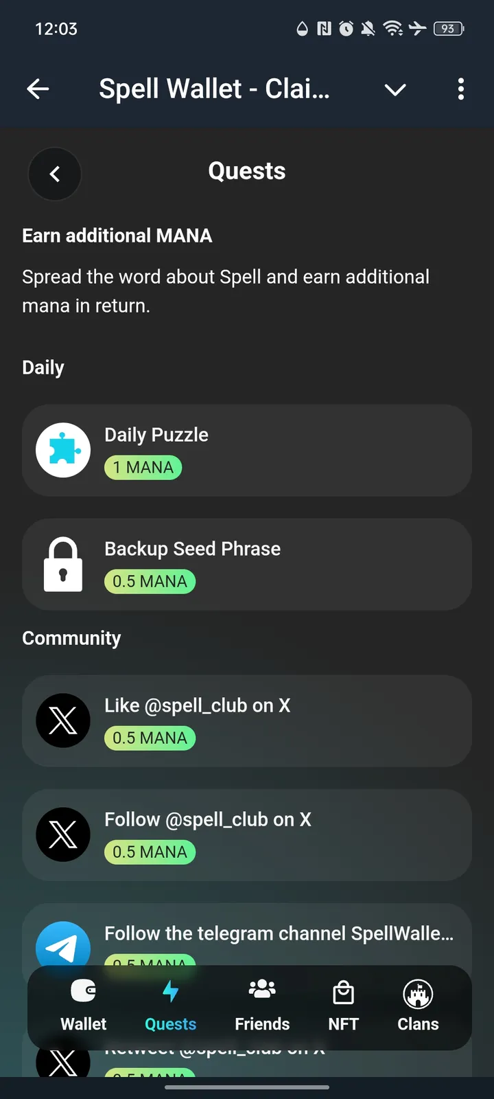 Spell Wallet - Claim Mana, Join Clans, Get Crypto Airdrops! — Screenshot 3
