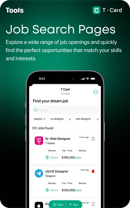 T - Card - Telegram Job Hunting App — Screenshot 2