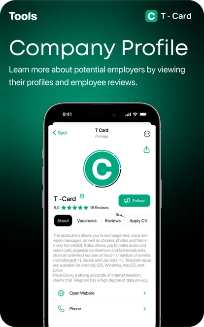 T - Card - Telegram Job Hunting App — Screenshot 6