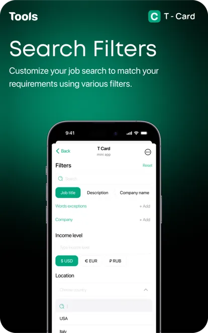 T - Card - Telegram Job Hunting App — Screenshot 9