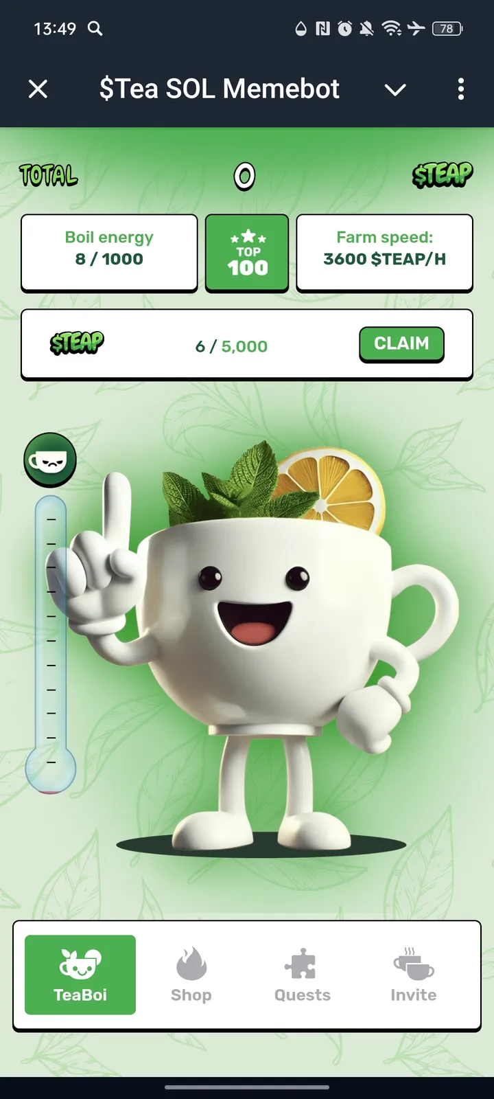 $Tea SOL Memebot — Screenshot 1