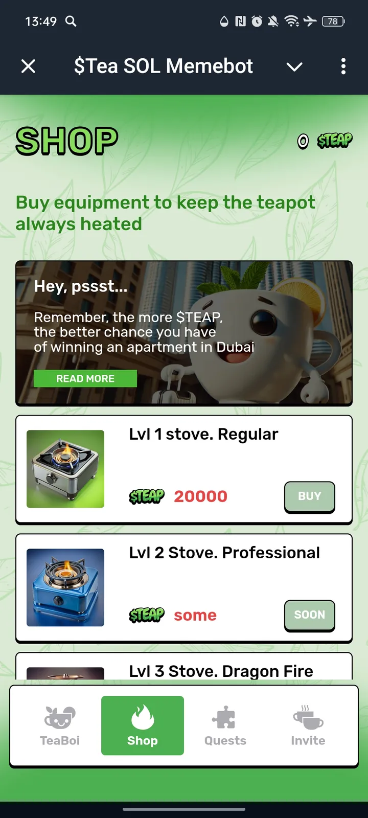 $Tea SOL Memebot — Screenshot 2