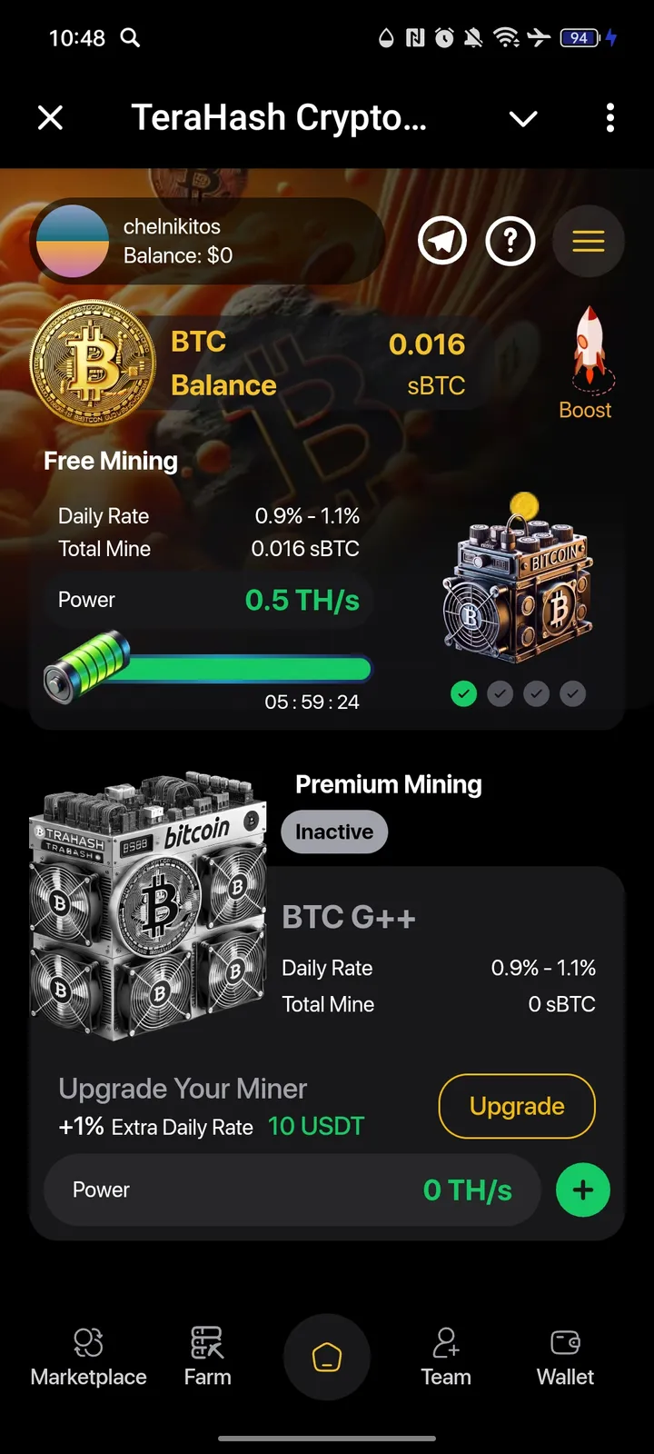 TeraHash Crypto Mining — Screenshot 1