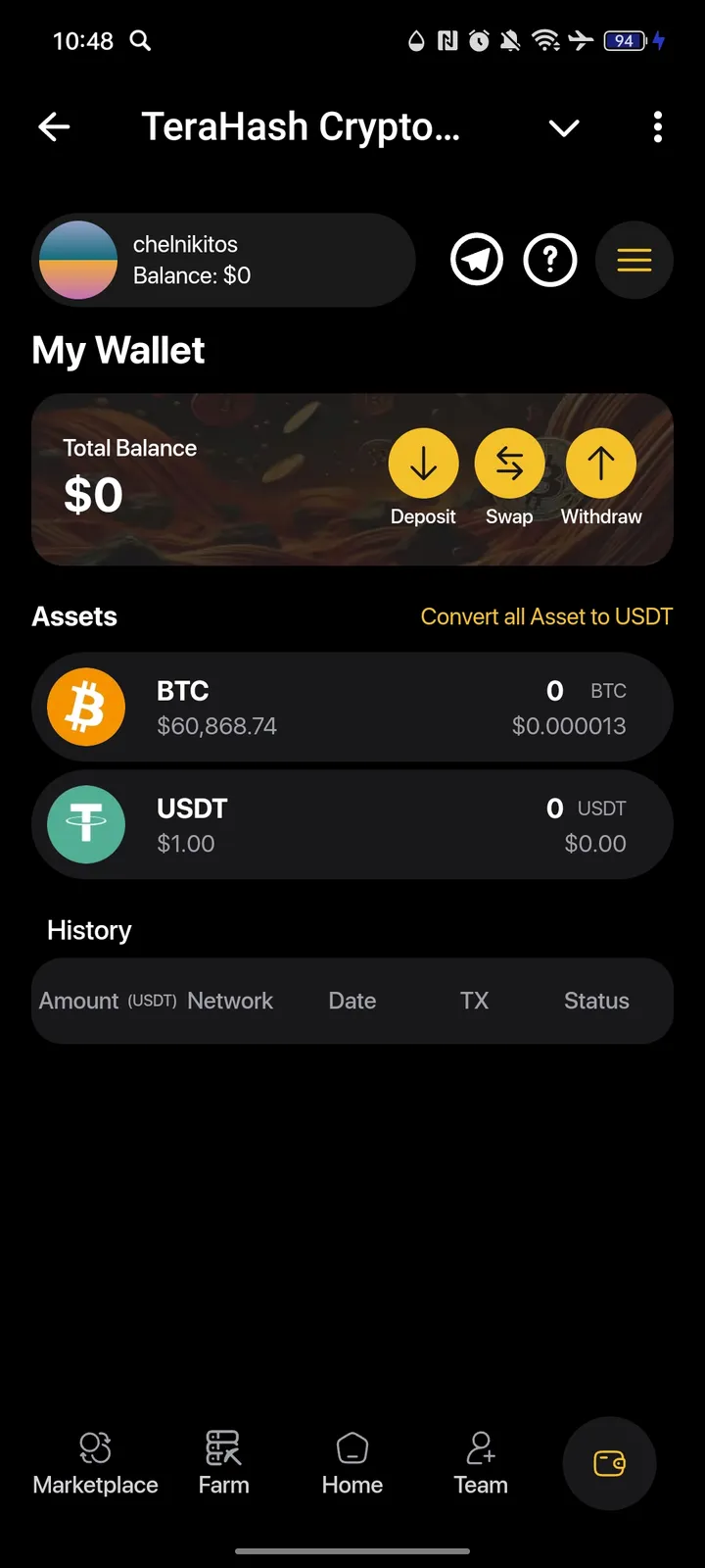 TeraHash Crypto Mining — Screenshot 3