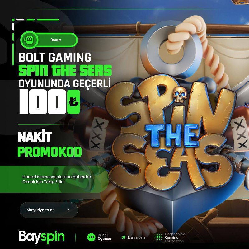 DEĞERLİ ÜYELERİMİZ;    Promo Kodunu '' SpinTheSeas'' Giren Üyelerimize 100₺ N...
