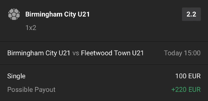 Birmingham City to Win    2.20
