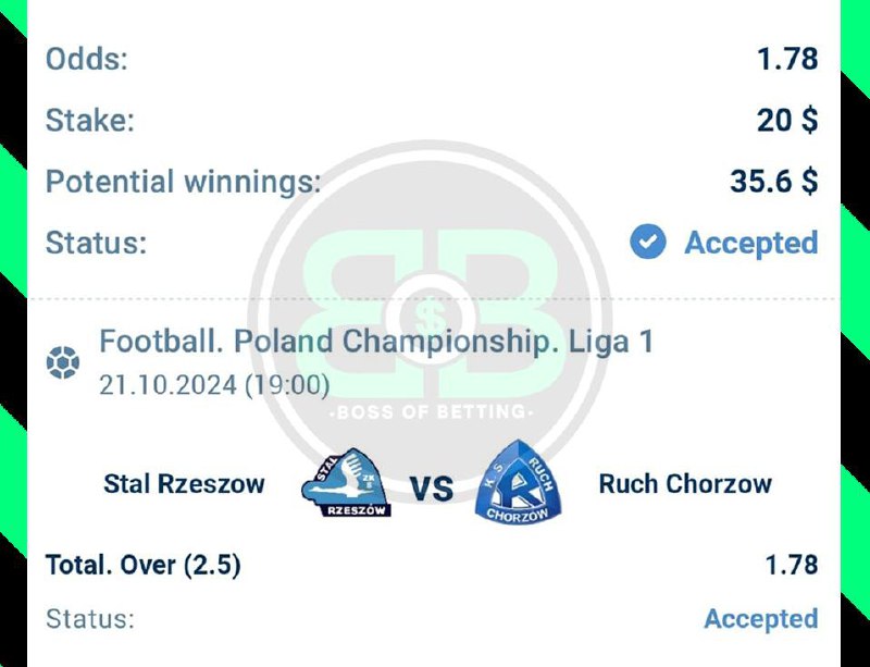 Stal Rzeszow vs Ruch Chorzow  Total over 2.5