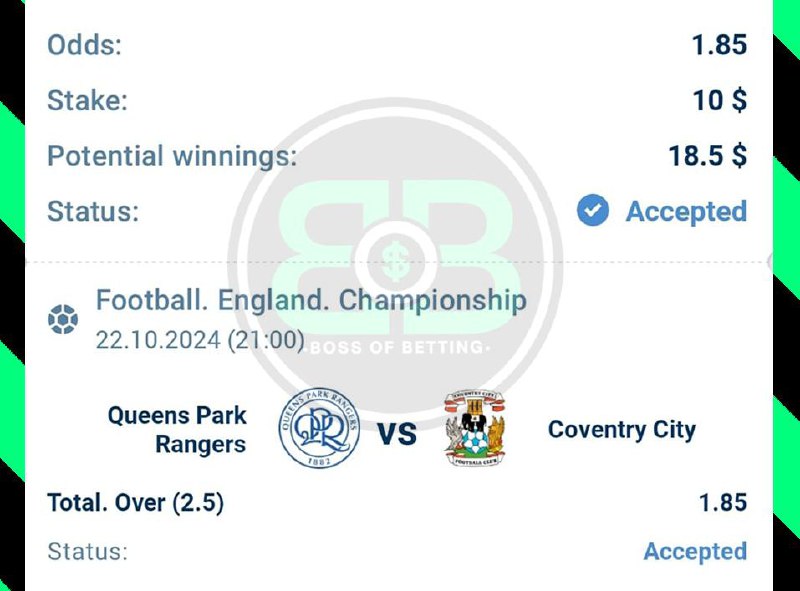 QPR vs Coventry City  Total over 2.5