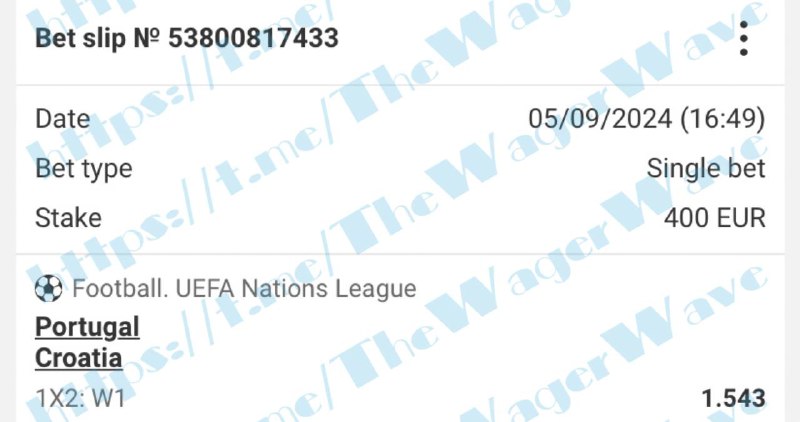 Football, UEFA Nations League  Portugal - Croatia  Portugal wins (W1)  Odd: 1...
