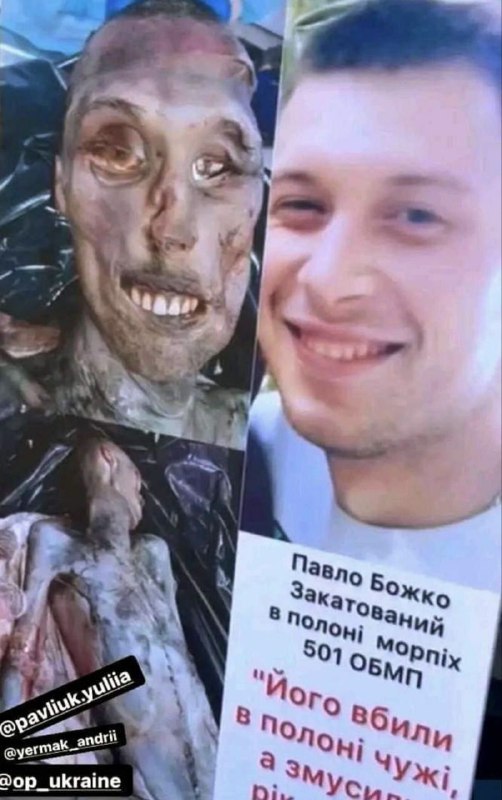 Allegedly photos showing Ukrainian soldier Pavlo Bozhko from the 501st Separa...