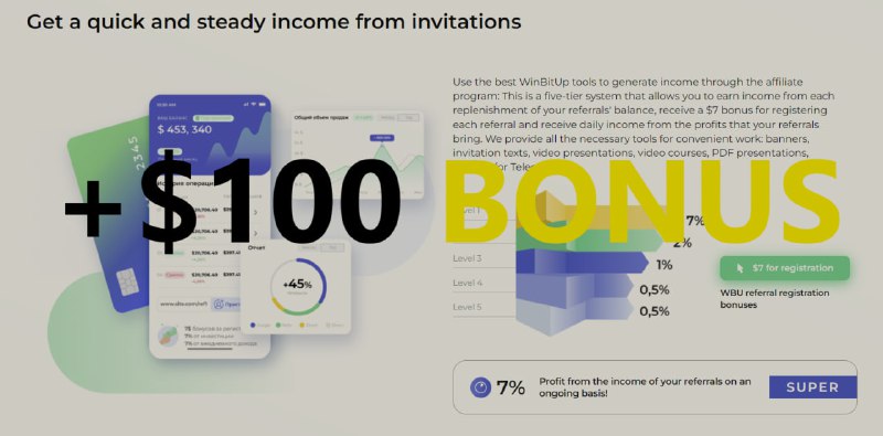 Как получить дополнительный бонус +$100 в WinBitUp ?  Приглашая рефералов вы ...