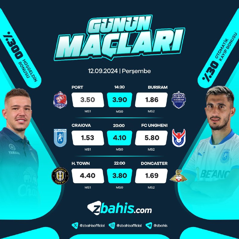 ZBAHIS•COM'DA GÜNÜN FAVORİ KARŞILAŞMALARI ! Tutkuyu Yakala!    14:30| #Port  ...